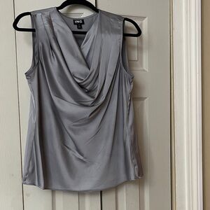 INC International Concepts Women's Silver Drape Blouse